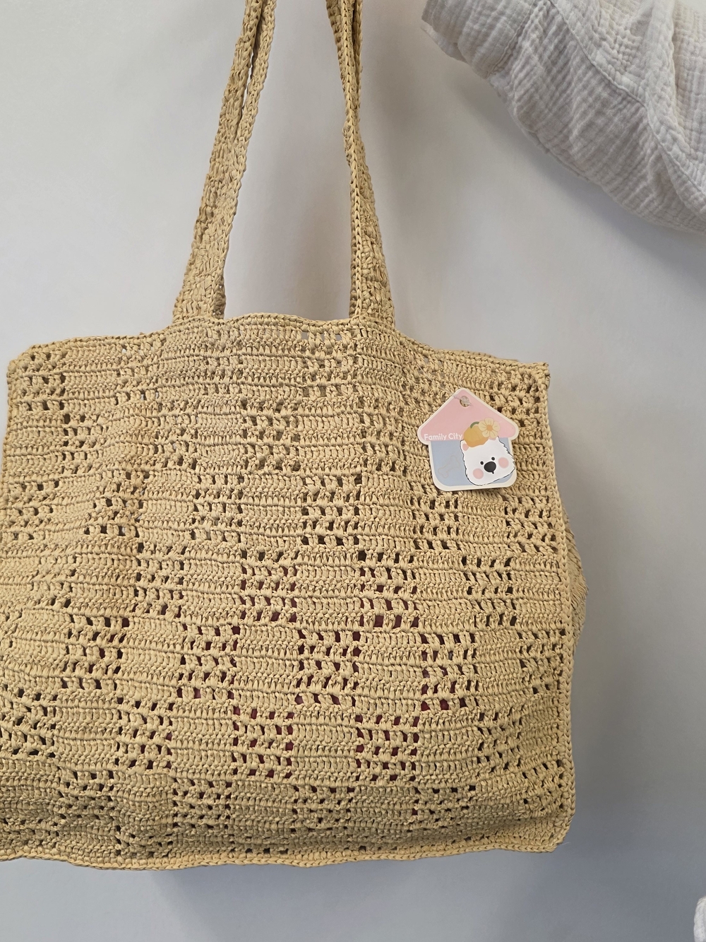 Family Pajamas Beige Crochet Tote Bag